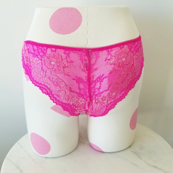 Victoria's Secret Vintage Cheekini Bikini Pink Lace Rhinestone Crystal Panty NWT - Picture 11 of 16